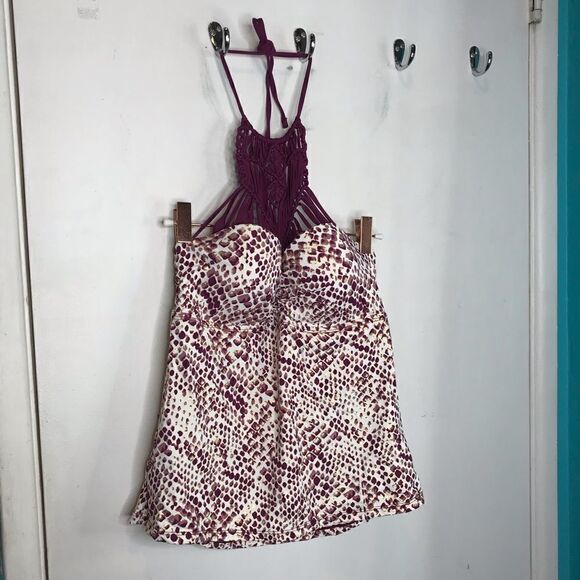 Ambrielle bathing suit top tankini foil metallic details - Picture 1 of 9